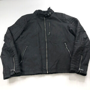 PX Premium Xpression MED Faux Leather Moto Zip Mock Neck Jacket Black PLS READ